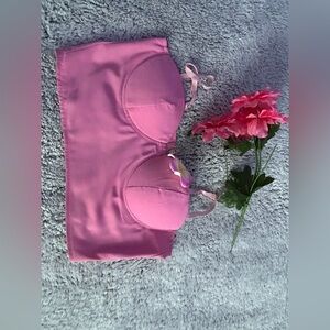 Pink Strapless Bandeau Bra with Light Support